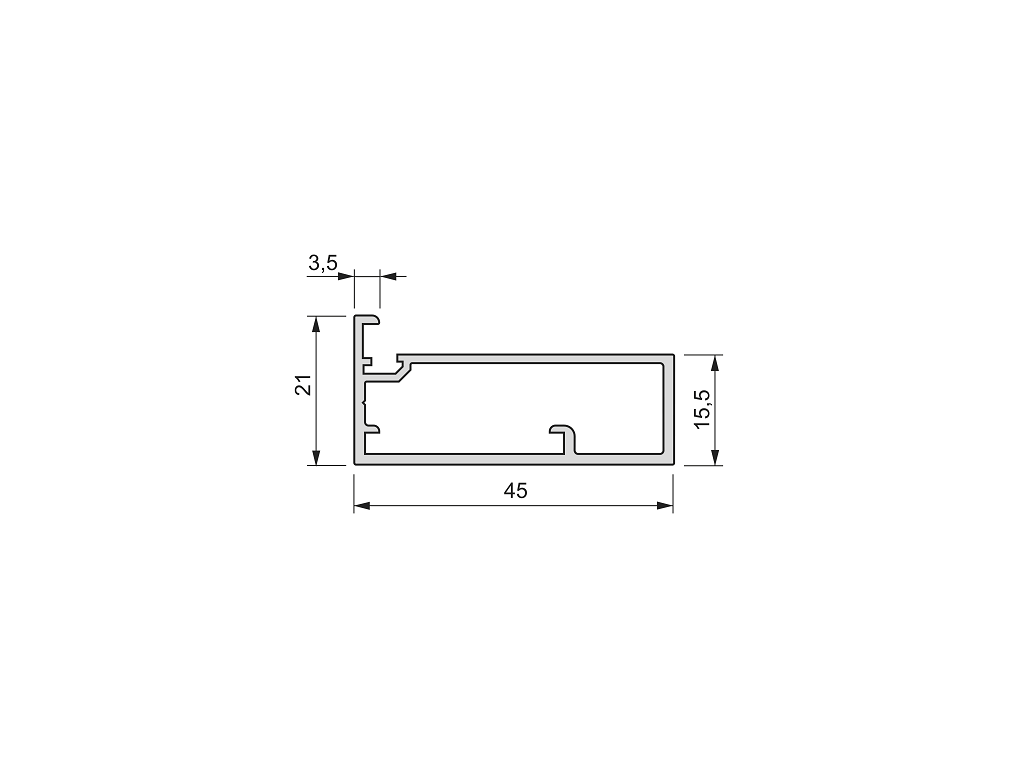 Profilo per Anta modello Plus 11 mm.45x21x3,5 Asta cm.235 Nero Testurizzato |  Emuca - immagine 3